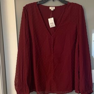 J. Crew Women's Deep Burgundy V-Neck Top